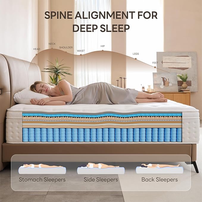 LIKIMIO 10 Inch King Mattress, Cool Hybrid Mattress in a Box, Gel Memory Foam, Individual Pocket Springs for Strong Edge Support, Motion Isolation, Pressure Relief, Oeko-TEX & CertiPUR-US, SG Made