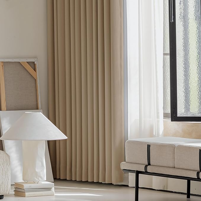 FMFUNCTEX 100% Brown Blackout Curtains