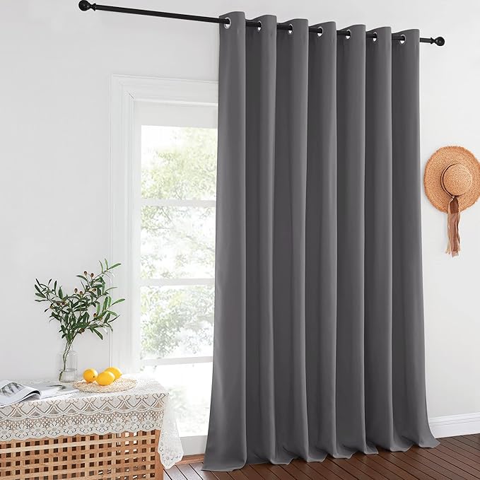 NICETOWN Sliding Glass Door Curtain Extra Long 132 inches Long, Grommet Thermal