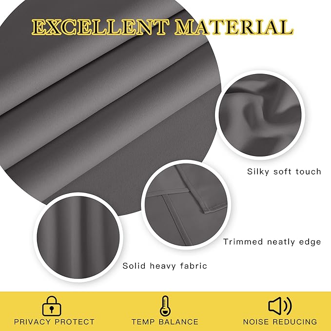 NICETOWN Grey Blackout Curtain & Drape