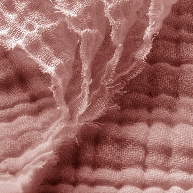 Carriediosa 100% Cotton Muslin Throw Blanket 50" X 70" Throw XL Size，4-Layers Summer Gauze Throws for Bed Couch，Soft Lightweight Breathable Linen Blankets Bedspread for Adults All Season，Mauve