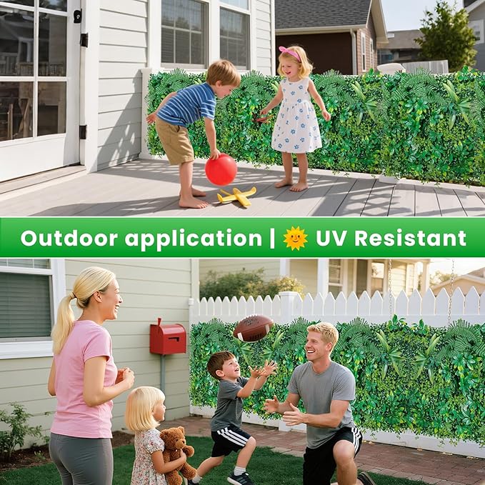 Artificial Boxwood Panel 20"x20" 6 Pieces, Faux Ivy Privacy Fence Screen