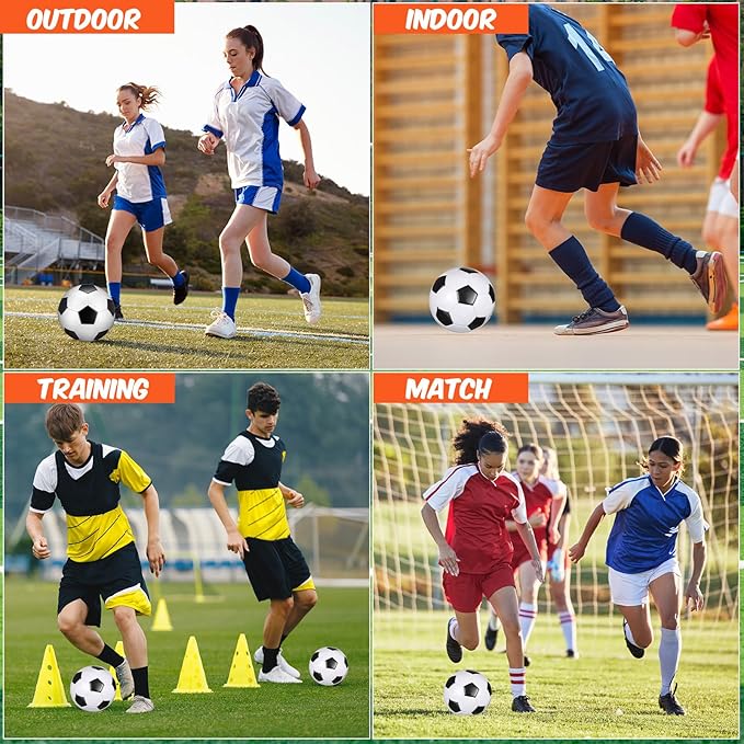 Sotiff 24 Pcs Size 5/4 Soccer Ball Bulk with 24 Pump Deflated Soccer Balls for Kids Teen Football Bulk for Game Training School Team Sports Adults Player Practice Outdoor