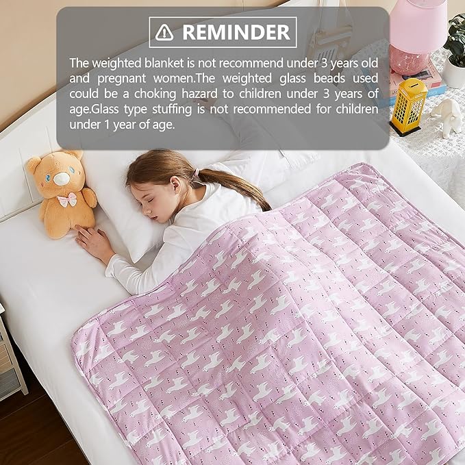 L'AGRATY Weighted Blanket - 40"x60" 10lbs Breathable Weighted Blanket Microfiber Material with Glass Beads