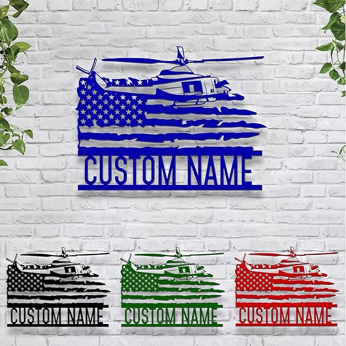 Personalized US Army Helicopter Metal Sign With LED Lights, Custom Helicopter Metal Sign, Hobbie Gifts, Helicopter Sign, Wall Hanging Home Decor Birthday Xmas Gift
