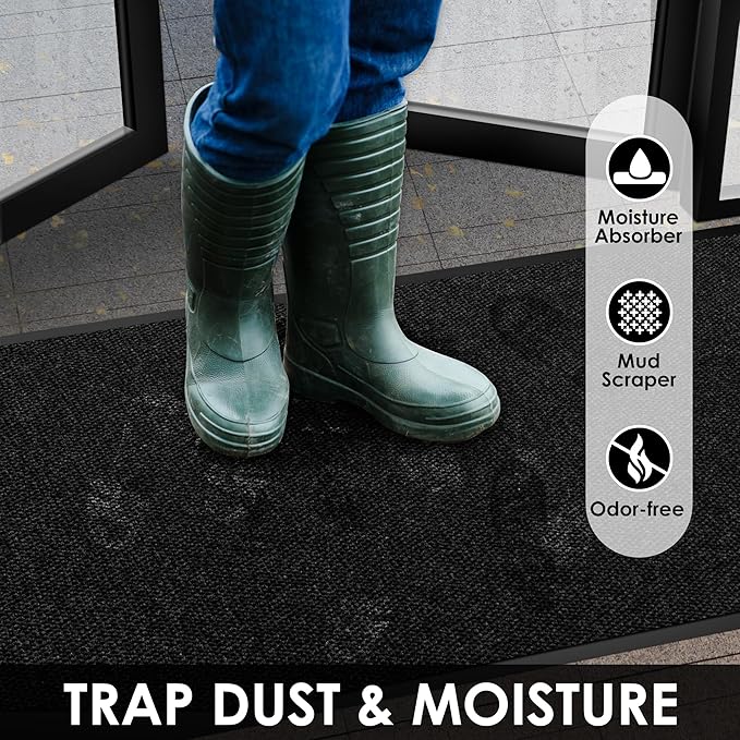 3′ x 11′ Front Door Mat Indoor Outdoor Entrance, Commercial Floor Mat Heavy Duty Dirt Trapper Entryway Doormat, Custom Size Non Slip Rubber Backing Welcome mat, Door Mat for High Traffic Area