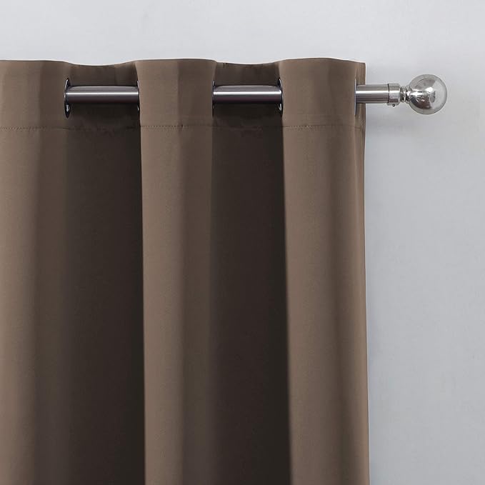 LEMOMO Chocolate Brown Thermal Blackout Curtains/52 x 72 Inch/Set of 2 Panels