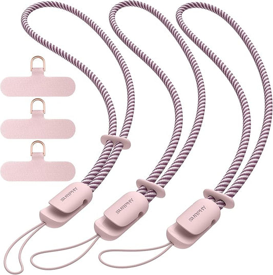 SURPHY 3 Pack Phone Wrist Strap with CellPhone Tether Tab, Cellphone Lanyard, Phone Strap with 2-Color Braided, Wrist Lanyard