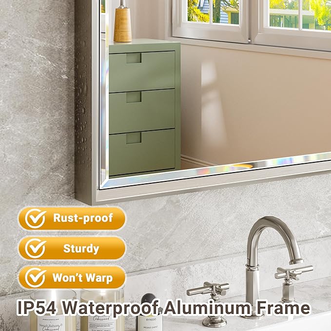 Brushed Nickel Bathroom Mirror, Bathroom Mirrors