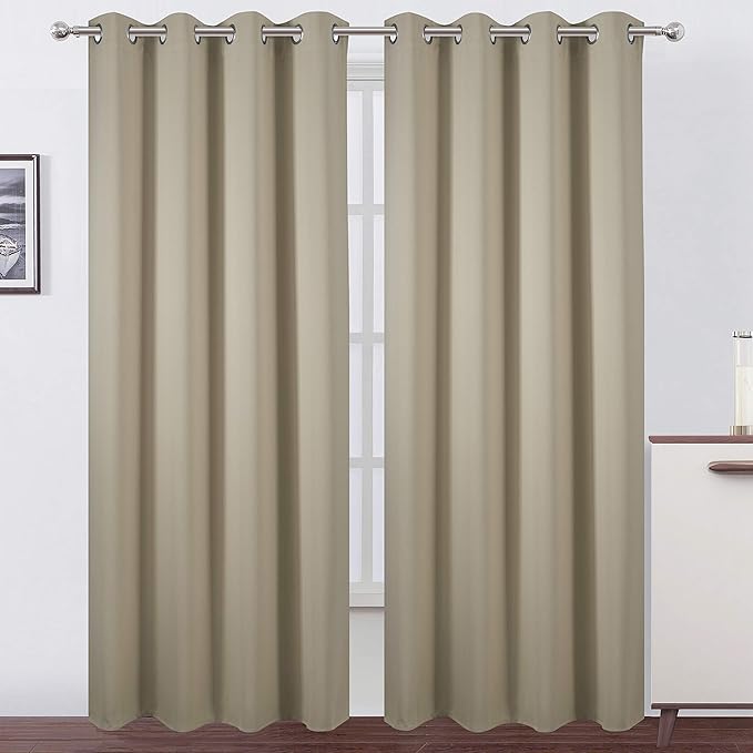 LEMOMO Beige Blackout Curtains/52 x 108 Inch/Set of 2 Panels Room Darkening