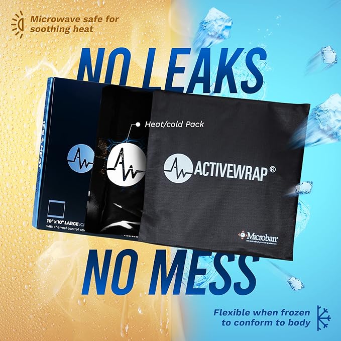 ActiveWrap - Back Ice Pack for Back Pain, Swelling, Sprain, Spasm, Stiffness and More, Reusable Ice Pack for Injuries with Compression Strap, Use for Hot and Cold Therapy, Small/Medium