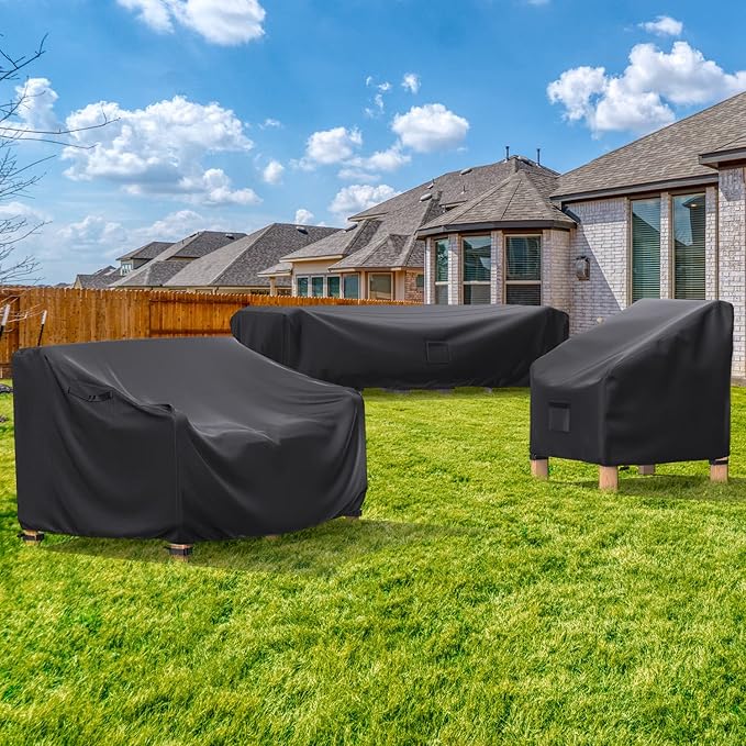 Patio Furniture Covers, Heavy Duty Outdoor Furniture Cover Waterproof, Sectional Sofa Set Covers Table and Chair Set Cover, 102"L×74"W×28"H