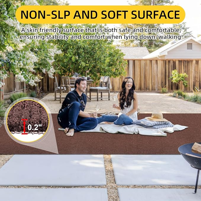Marine Carpet,5 FT x 15 FT Brown Indoor Outdoor Carpet 0.2" Thick Boat Carpet with Water-Proof TPE Backing, Non-Slide Outdoor Marine Carpet Roll for Home, Patio, Porch, Deck