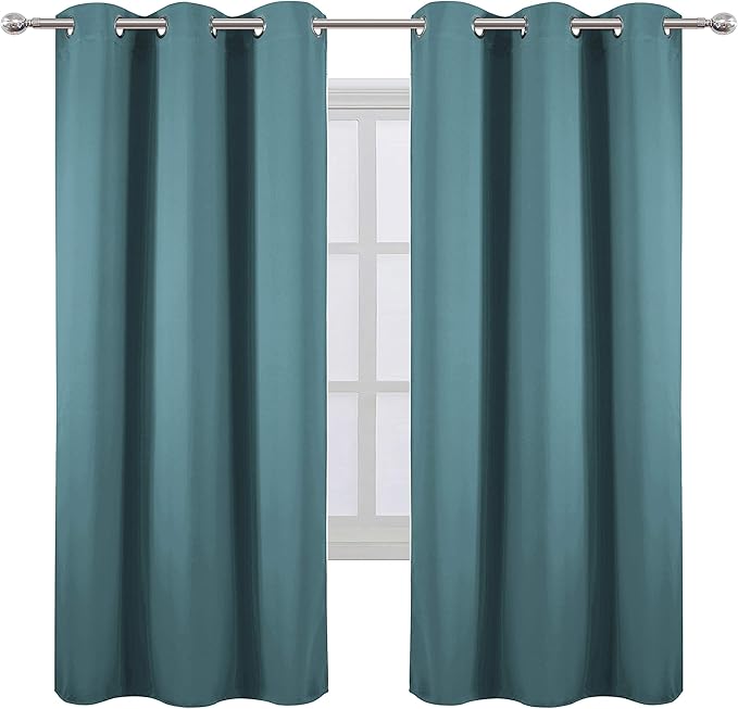 LEMOMO Sea Teal Thermal Blackout Curtains/42 x 72 Inch/Set of 2 Panels Room