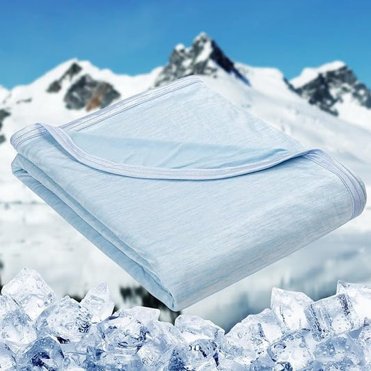HOMFINE Cooling Blankets for Hot Sleepers - Summer Blanket Thin Lightweight Breathable Soft Double Side Enhanced Cooling for Bed Couch Sofa, Keep Cool for Night Sweats (Light Blue, 90 x 90 inches)