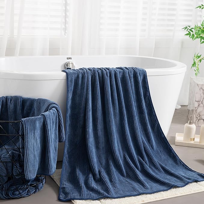 Jessy Home 2 Pack Navy Hand Towel Set 16x31,Ultra Soft Microfiber Towel for Bathroom Highly Absorbent & Quick Dry Hand Face Towel,Multi-Purpose Luxury Premium Towel for Kitchen,Hotel,Shower,Spa,Gym
