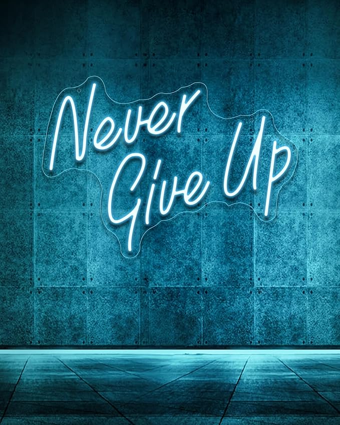 YIKBIK NEVER GIVE UPLED Neon Sign for Wall Decor,Neon Lights Party Decorations, USB Powered Switch Neon Lights lighting adjustable for Office Room, Gym Room, Man Cave, Gamer Room