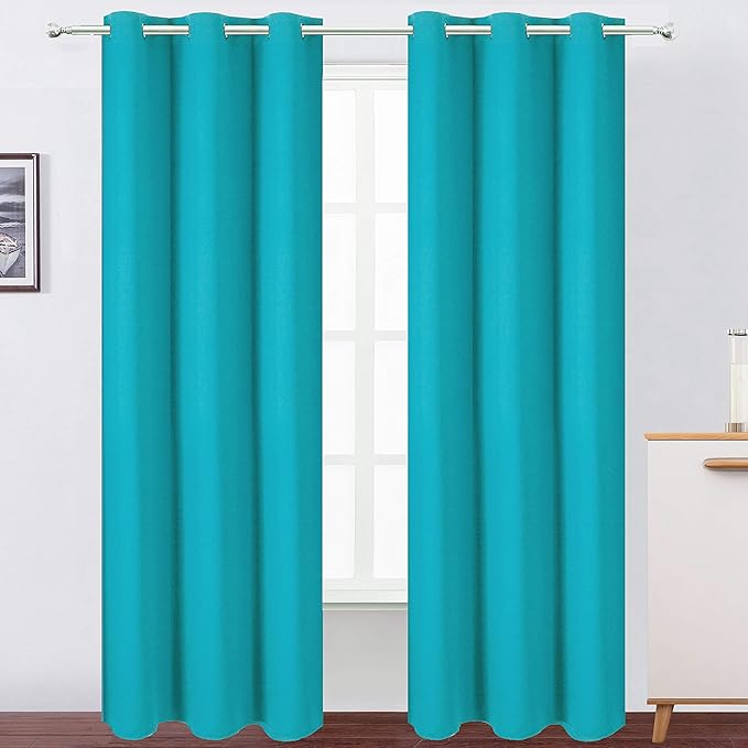 LEMOMO Teal Blackout Curtains/42 x 84 Inch/Set of 2 Panels Thermal Room