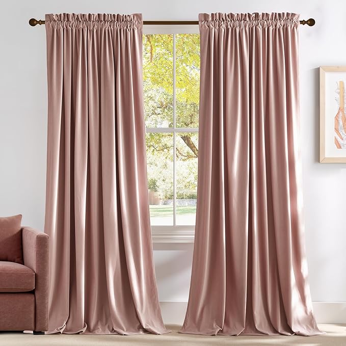 NICETOWN Dusty Pink Velvet Curtains