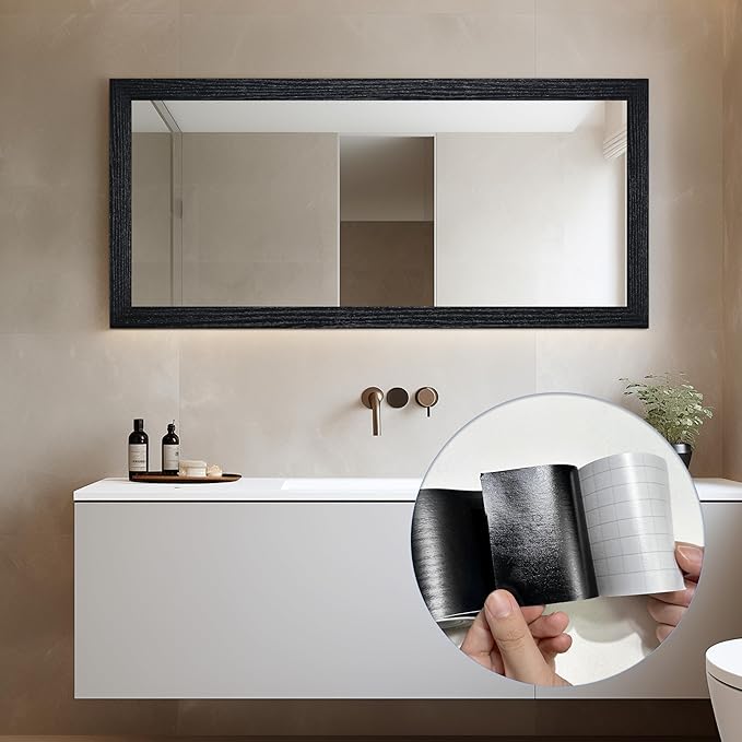 TIANLDD 27 FT Wood Grain Wallpaper Border, Removable Waterproof Mirror Border