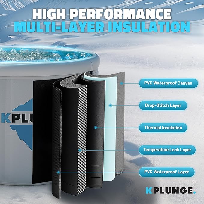 Arctic Fox 39" 1-Person Inflatable Cold Plunge Ice Bath or Hot Tub with 3/4 HP Chiller and Heater, PVC Insulated Lid, Hand Pump, Repair Kit, 88-Gallon Capacity, Indoor/Outdoor Tub – Gray