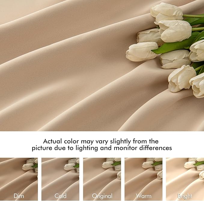 MIULEE Back Tab Beige Curtains 84 Inch Length 2 Panels Set