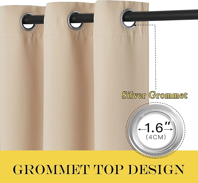 NICETOWN Blackout Sliding Glass Door Curtain 110 inch Length, Grommet Thermal