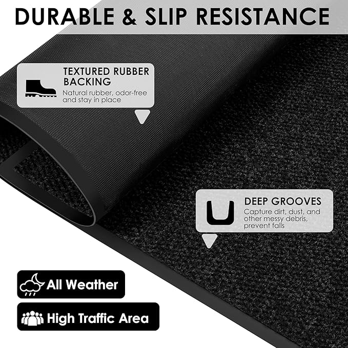 4′ x 55′ Front Door Mat Indoor Outdoor Entrance, Commercial Floor Mat Heavy Duty Dirt Trapper Entryway Doormat, Custom Size Non Slip Rubber Backing Welcome mat, Door Mat for High Traffic Area