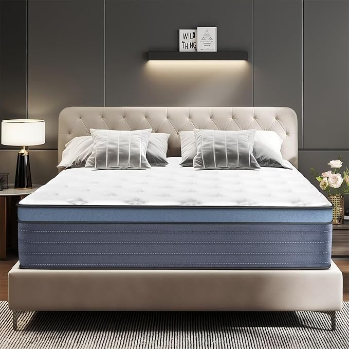 inight King Mattress, 14 Inch King Size Mattress in A Box, Memory Foam Hybrid Mattress for Cool Night, Pocket Spring for Motion Isolation and Pressure Relief, 180 Night Trial, Enhanced Edge Support