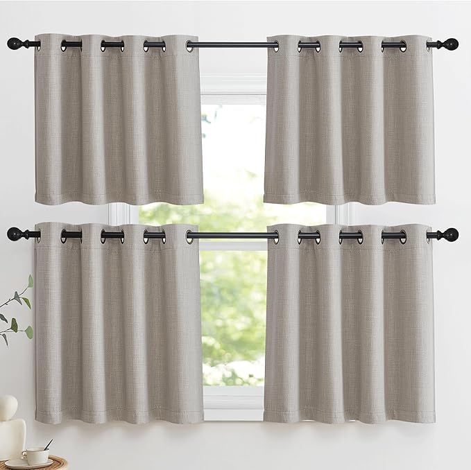 NICETOWN Thick Living Room Valances 24 inches Long, Farmhouse Grommet Faux