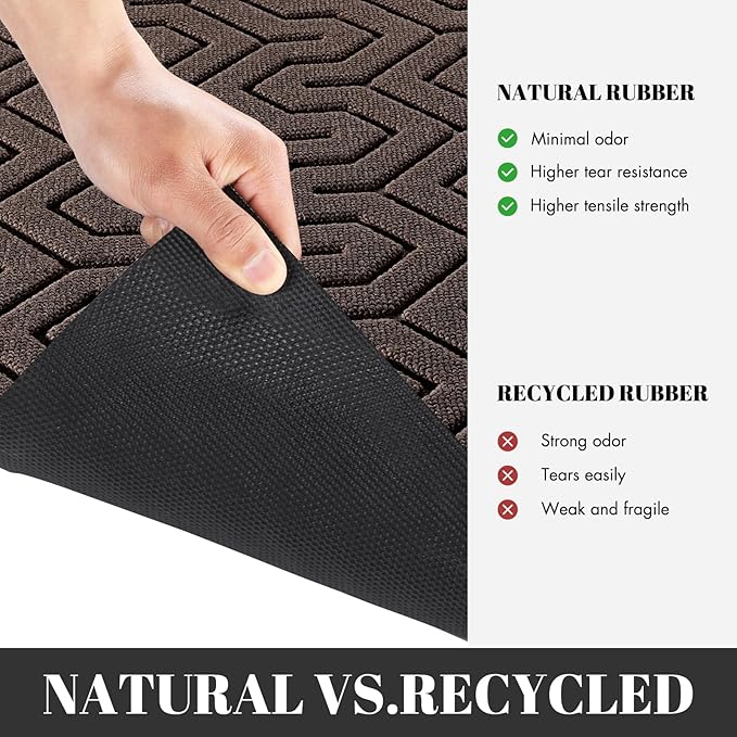 Yimobra 72x24 Indoor Outdoor Runner Rug, Heavy-Duty Waterproof Entrance Mat for High Traffic Areas, Commercial Grade Welcome Door Mat, Easy Clean, Brown