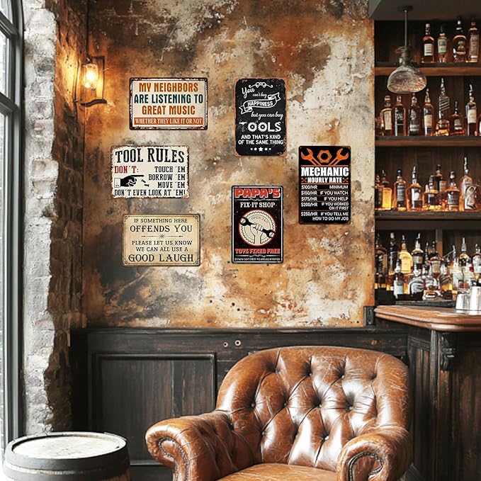 Bar Sign Man Cave Decor - Vintage Garage Metal Tin Signs for Men Funny If Something Here Offends You Poster Wall Art, Sports Bars Outdoor Accessories Decorations 8x12 Inch