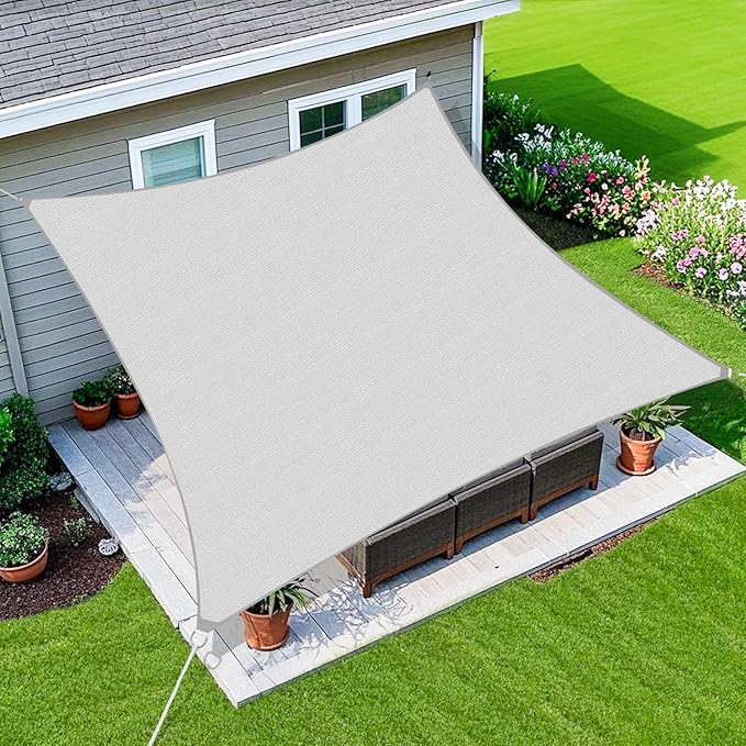 Amagenix Sun Shade Sail 10X26 Curved Edge Outdoor Shade Canopy Light Grey Breathable 95% UV Block Shade Cloth for Patio Garden Backyard (We Make Custom Size)