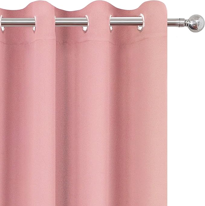 LEMOMO Pink Thermal Blackout Curtains/52 x 54 Inch/Set of 2 Panels Room