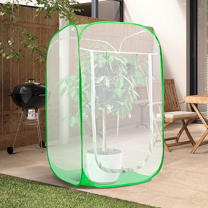 48" x 28" x 28" Pop Up Garden Mesh Plant Cover, Plant Protectors Mesh Plant Enclosure, Garden Net Cage Pest Protection Guard Tent with Storage Bag for Protect Plant Vegetable Fruit from Birds Insects