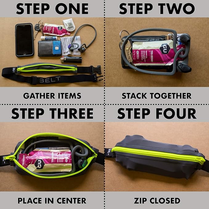 SPIbelt Running Belt for Women Men, Phone Holder for Running, Running Fanny Pack, Holder for Phone, Running Waist Pack, Adjustable Waist, [Fits All Phones]. Black with Black Zipper
