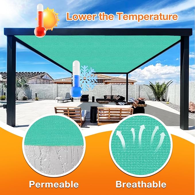 Artpuch Outdoor Pergola Shade Cover 6' X 14' Sun Shade Cloth with Grommets, 90% UV Protection Canopy Patio Privacy Screen (Customized Available) GN107, Turquoise