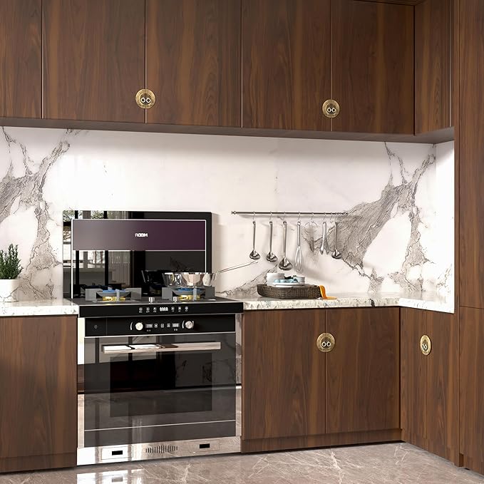 BOMENG Walnut Wood Contact Paper 16x354 inch Dark Brown Wood Wallpaper Peel and