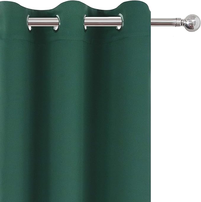LEMOMO Dark Green Blackout Curtains/42 x 63 Inch/Set of Two Panels Grommet