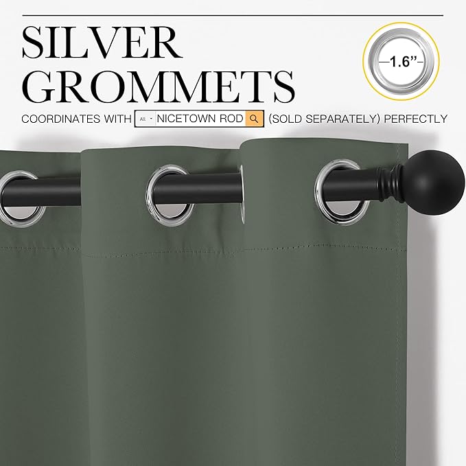 NICETOWN Dark Mallard Blackout Curtains Grommet