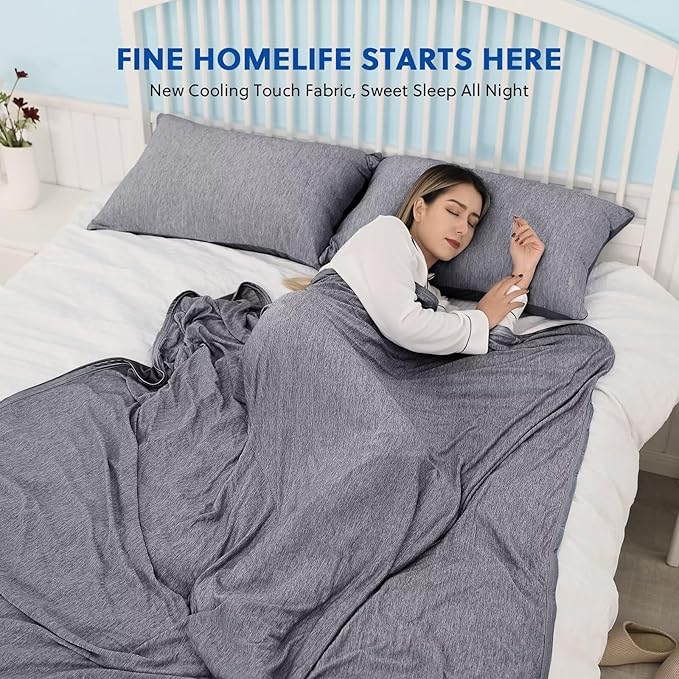 HOMFINE Cooling Blankets for Hot Sleepers - Summer Blanket Thin Lightweight Breathable Soft Double Side Enhanced Cooling for Bed Couch Sofa, Keep Cool for Night Sweats (Black, 108 x 90 inches)