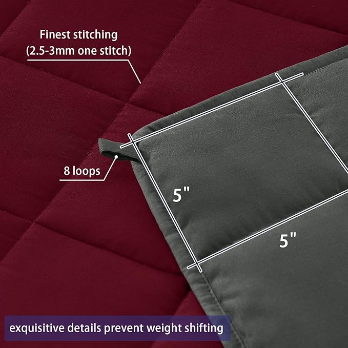 yescool Weighted Blanket for Adults (20 lbs, 60” x 80”, Red Grey) Cooling Heavy Blanket for Sleeping Perfect for 190-210 lbs, Queen Size Breathable Blanket with Premium Glass Bead, Machine Washable