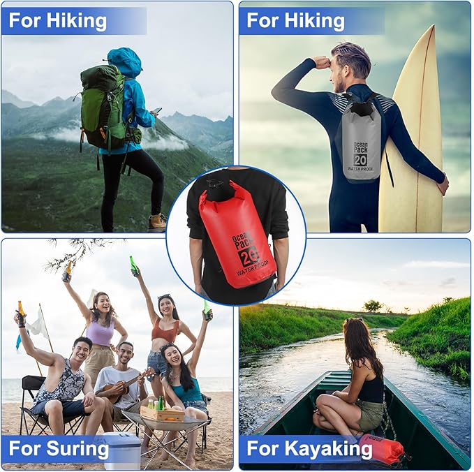 Waterproof Dry Bag, 20L Fit for Women Men Water Proof Bags Lightweight Dry Storage Floating Backpack with Whistle for Travel Boating Kayaking (Green Camouflage)
