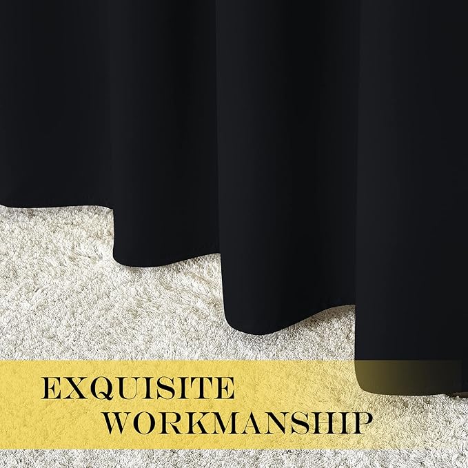 NICETOWN Extra Wide Black Out Curtain 72 inches Long, Grommet Thermal Insulated