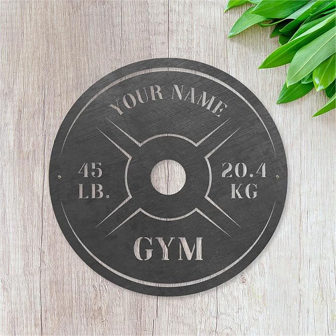 Personalized Home Gym LED Tin Metal Sign Multiple Sizes, Weight Lifting Exercise Workout Room Training Fitness Center Motivational Inspirational Quotes Decor Wall Art Hanging Accessories (11 w/o LED)