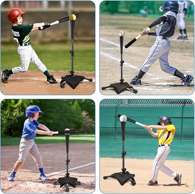 Baseball Tee for Kids,Youth Stand Set,Teeball Set,Youth Baseball,Softball Batting Tee Set,Easy Adjustable Height