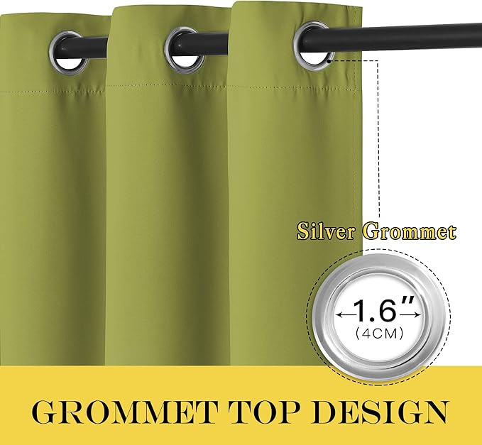NICETOWN Fresh Green Blackout Curtains 84 inch Length, Grommet Top Room