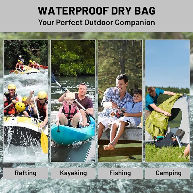 Waterproof Dry Bag - Roll Top Teal Beige Ombre Backpack 5L/10L/20L Floating and Lightweight for Kayaking, Boating, Fishing, Swimming and Camping with Waterproof Phone Case