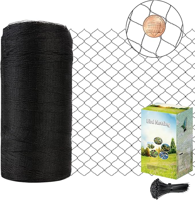 15x15ft Bird Netting, 1/2 inch Mesh, Heavy Duty Garden Netting for Fruit Trees, Blueberry Bushes, Vegetables, Extra Strong Woven Mesh Against Birds, Deer, Squirrels, Poultry and Other Animals