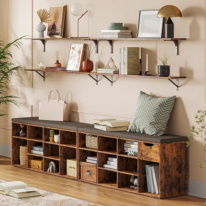 DINZI LVJ Long Wall Shelves, 39.4Inch Wall Mounted Shelves Set of 2, Extra